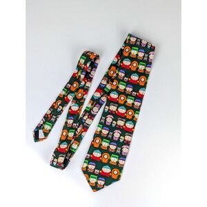 South Park Comedy Central Vintage Novelty Necktie Green All Over Print Cast Tie